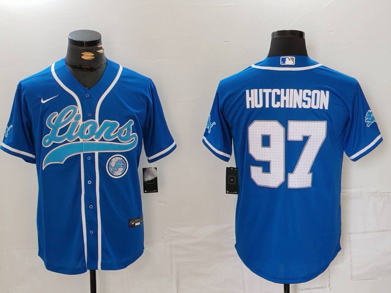 Men Detroit Lions #97 Hutchinson Blue Second generation joint name 2024 Nike Limited NFL Jersey style 8152->golden state warriors->NBA Jersey